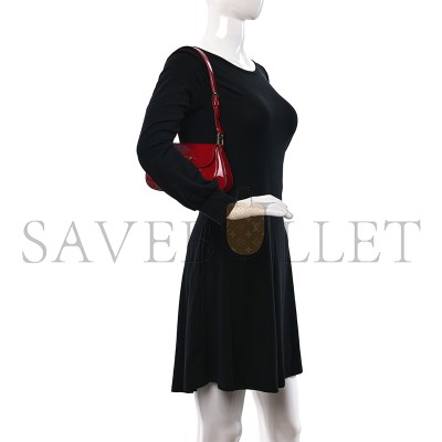 PRADA VERNICE TRIANGLE LOGO FLAP ADJUSTABLE STRAP SHOULDER BAG CHERRY 1BD355 (24*11*4cm) 